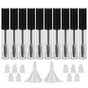 GTHER 10PCS 10ML Butelka z rurką Mascara Puste z różdżką, wkładki gumowe i lejki Zestaw do oleju rycynowego / oleju wzrostu, Pojemnik do kremu DIY z nasadką, czarny