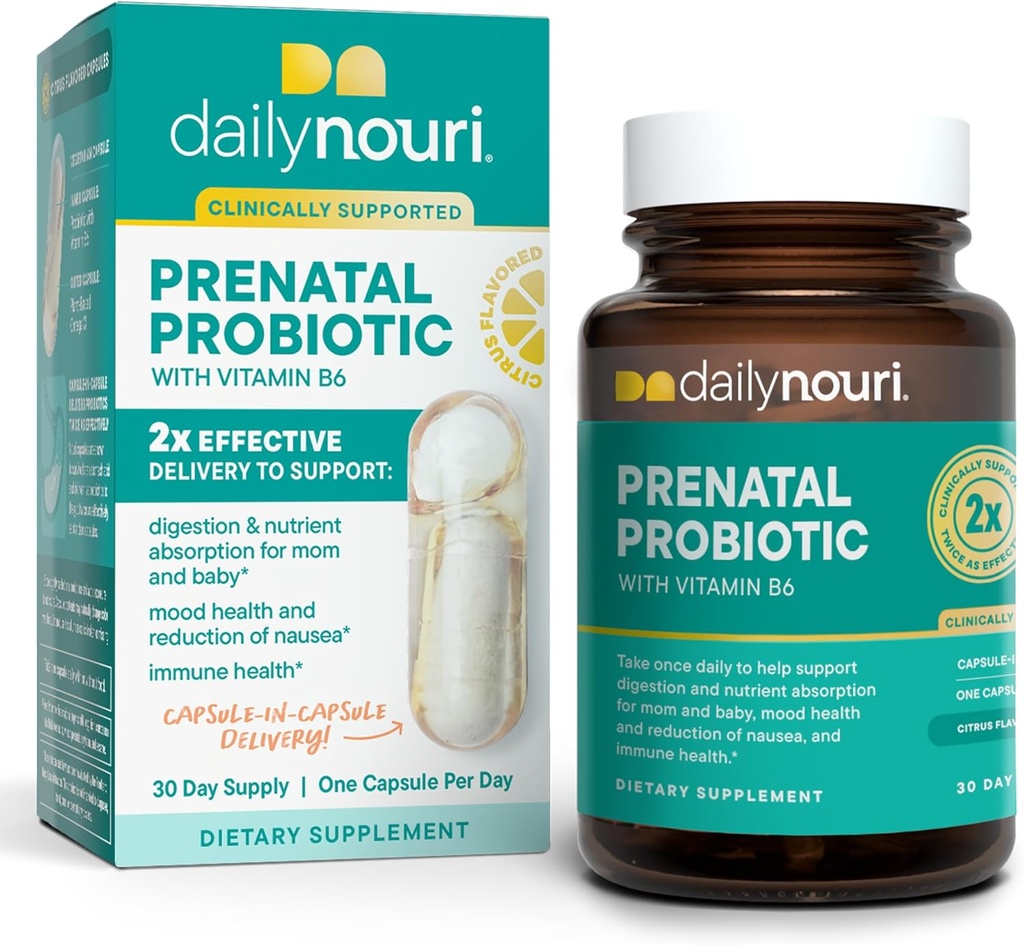 Neuri Prenatal Health Probiotic i Omega kapsułki, Probiotyki prenatalne dla kobiet, Pokarm trawienie i Wchłanianie odżywcze dla mamy i dziecka, Take Daily - 30 Day Supply