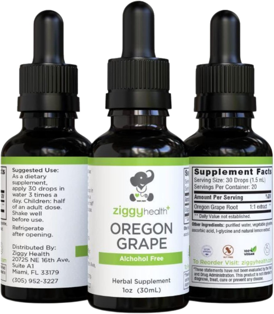 Premia Organic Oregon Grape Root Tincture - Alcohol- Free Extract, 1oz Xion124; Herbal Support Xion124; Ziggy Health