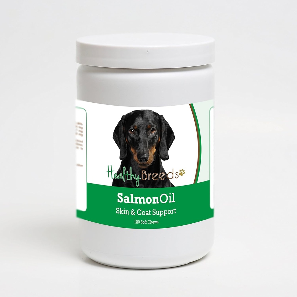 Zdrowe hodowle Dachshund Olej Salmon Miękkie żucia 120 Hrabia