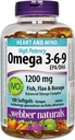 Webber Naturals Omega 3- 6- 9 Wysoka potencja 1200 mg · Ryby, Flax & Borage, 180 softgeli