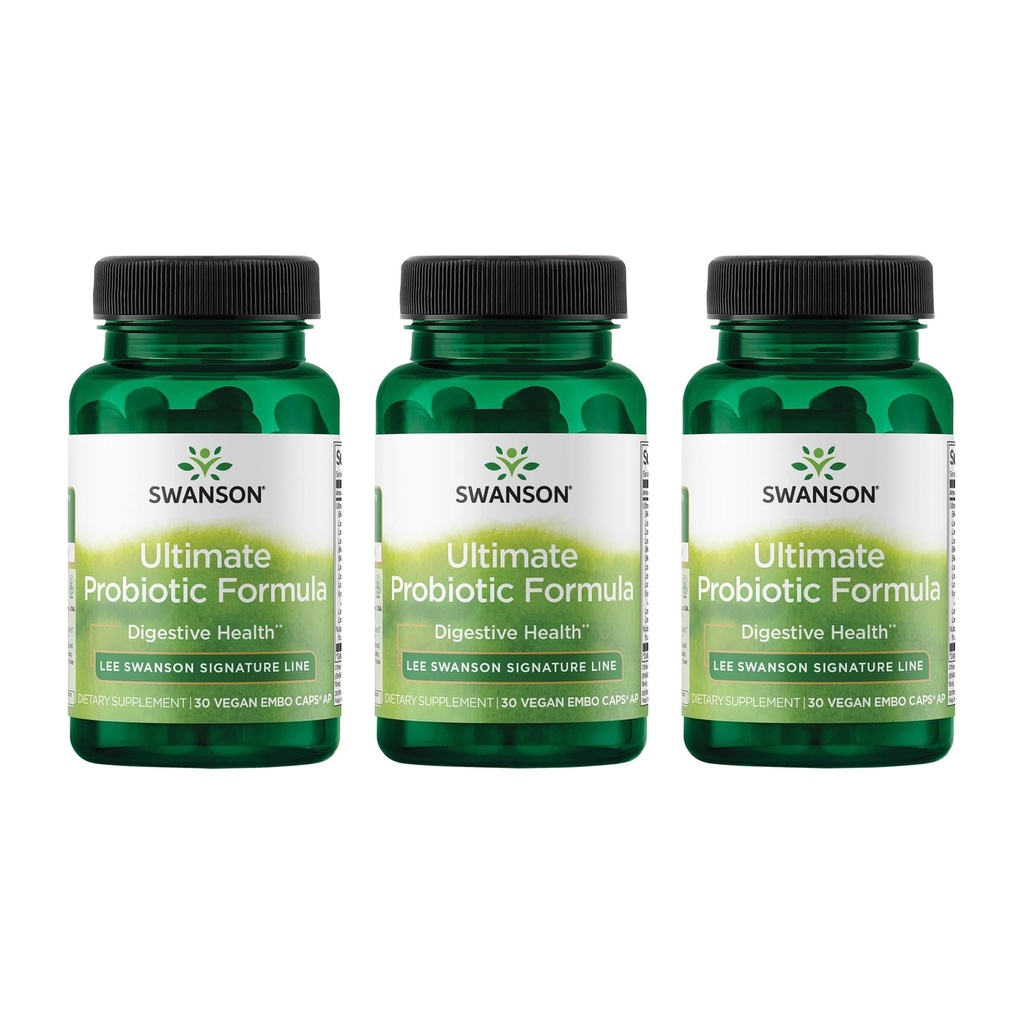 Swanson Ultimate Probiotic Formula Digestive Health Immune System Support 66 Miliard CFU Prebiotic NutraFlora scFOS 30 DRcaps Veggie kapsułki (Kapsułki) (3 opakowania)