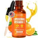 Liposomal Witamina C Płyn 6000mg - Wysoka absorpcja Płyn C Suplement do wsparcia immunologicznego, Przeciwutleniacz & Zdrowie skóry - Nie-GMO, Wegan, Delikatna Formuła - 2 fl oz
