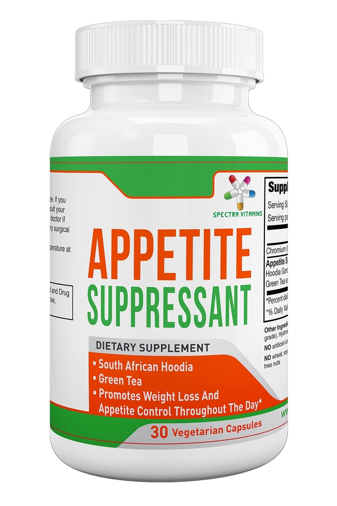 Apetite Supressant 30 Kapsułki - S. African Hoodia i Green Tea Extract Control Apetite, Wsparcie utraty wagi, Zwiększenie energii i metabolizmu, Made in USA