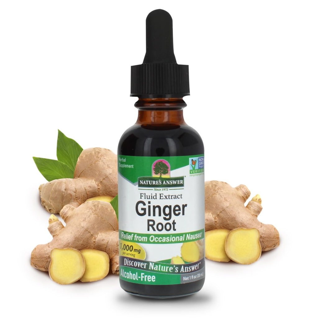 Nature's Answer Ginger Root Alcohol Free Extract 1 Ounce | Supports Stomach Function | Vegan | Vegetarian | Non-GMO | Gluten Free