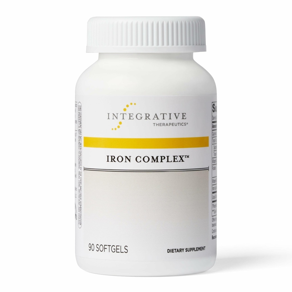 Iron Complex - Wellness & Energy Support with Vitamins C & B12 * - Zawiera foliany - Bezglutenowe i Dair-Free - 90 Softgels (45 Sług)