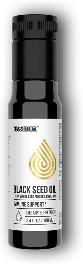 100% Etiopian BlackSeed Oil 3.4 Fl Oz - Cold Pressed Black Seed Oil for Immune Support, High Potency 5,7% - 21% Thymoquinone Skin, Hair & Overll Health - Unrafinted Black Cumin Seed Oil - Gluten Free