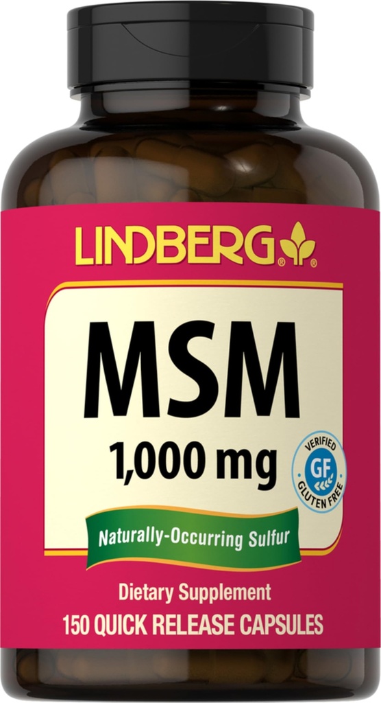 Lindberg MSM Kapsułki 1000mg 124; 150 tabletek 124; Suplement dla kobiet i mężczyzn 124; Metylosulfonylometan 124; Non- GMO, Gluten Free