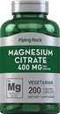 Piping Rock Magnezu Cytrynian 124; 400 mg 124; 200 Kaplet 124; Wegetarianin, Non-GMO, Gluten