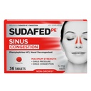 Sudafed PE Sinus Congestion Relief Tablets, Maximum Strength, Non-Drowsy 10 mg Fenylephrine HCI Decongestant for Sinus Pressure & Nasal Congestion Relief, Ze względu na zimno lub alergie, 36