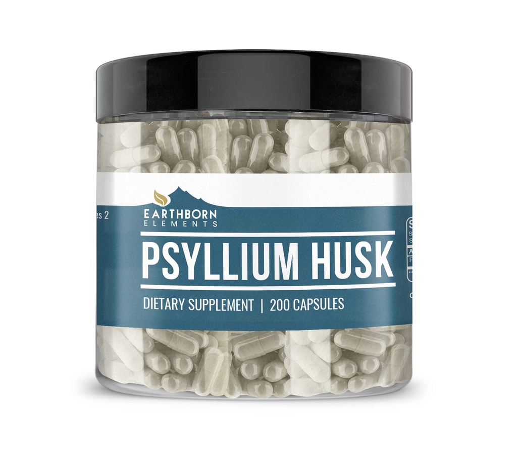 Earthborn Elements Psyllium Husk 200 Kapsułki, Czysty i Nierozcieńczony, Brak dodatków
