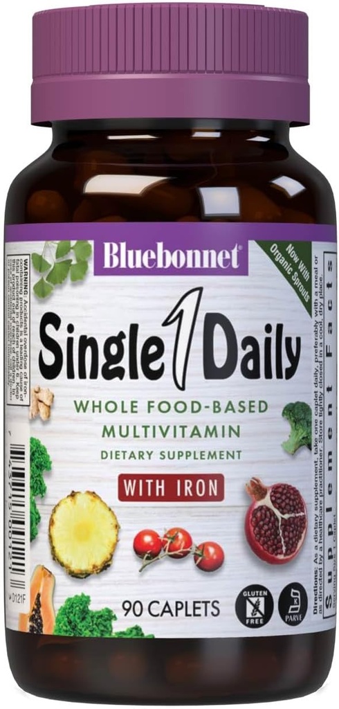 BlueBonnet Super Earth Single Codzienne wielo-odżywcze formuły żeliwne, 90 Count Green