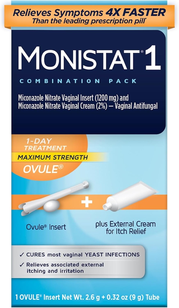 Monistat 1 Day Yeast Infection Treatment for Women, 1 Miconazole Ovule