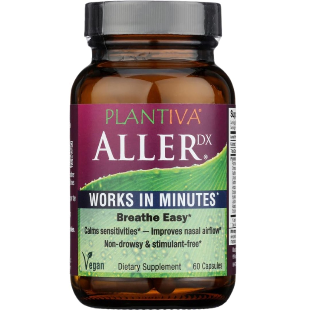 AllerDx Natural Herbal Sezonowy Suplement Wsparcia - Non- Drowsy, Stymulant Free, Szybkodziałające Wsparcie oddechowe - 60 Kapsułki