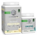 Sunwarrior Creatine Powder & Vanilla Active Organic Protein Powder Set: 124; Bundle & Save Death 124; Vegan Protein Plus Unflavored Creature Monhydrate (60 Servings Unflavored, 20 Servings Vanilla)