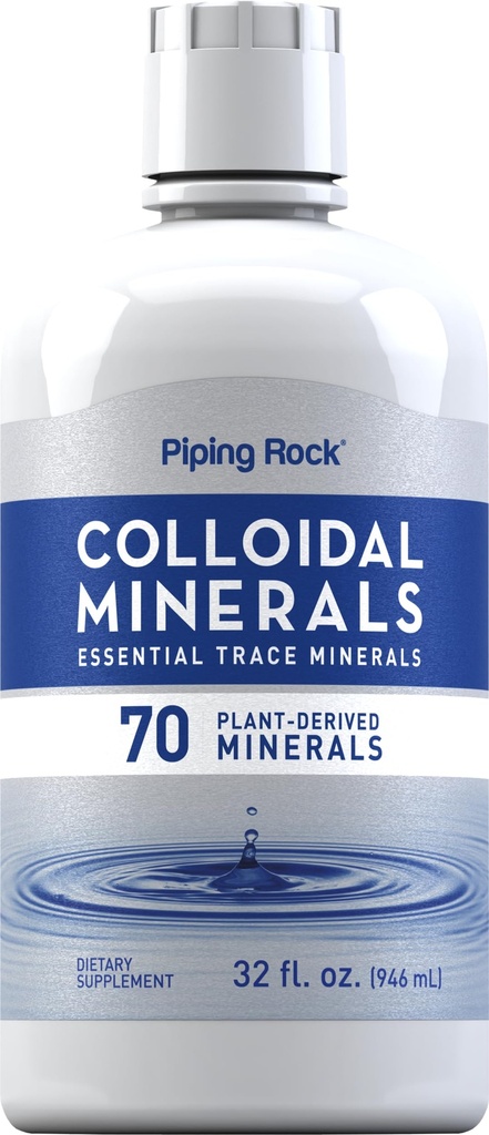 Piping Rock Colloidal Minerals Liquid 124; 32 fl oz Nex124; Unflavored Tincture Supplement Equipment 124; Plan Derived Essential Trace Minerals Equipment 124; Vegetarian, Non-GMO, Gluten Free