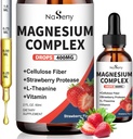 Magnezu Glicynian Płyn 400mg, Wysoka Absorpcja Kompleks magnezu suplementy z witaminą B6, D, C do wspomagania snu, Mięśnie, Nerve Health, Non-GMO Gluten Free Vegan (2 Fl Oz / truskawka)