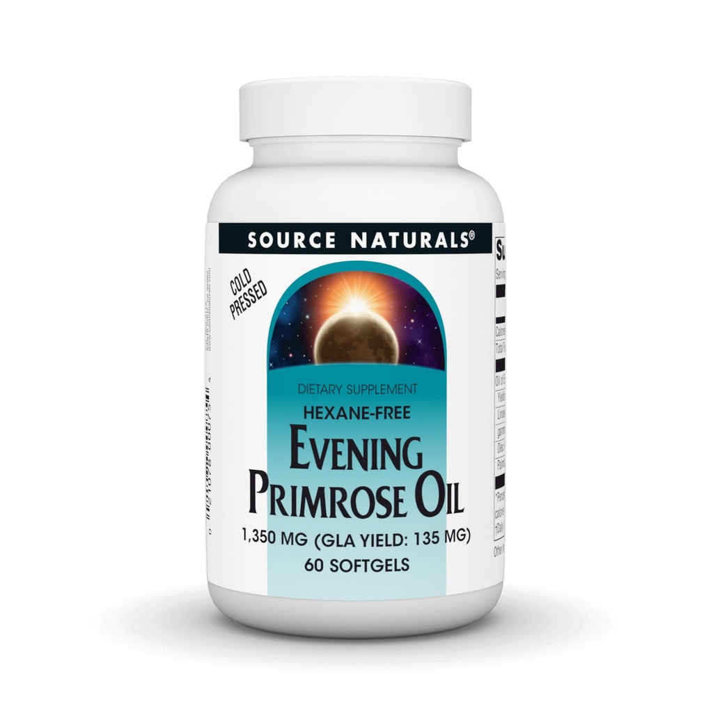 Źródło Naturals Evening Primrose Oil - Hexane- Free - 1350mg - GLA Yield: 135 mg - Cold- Pressed - 60 Softgels
