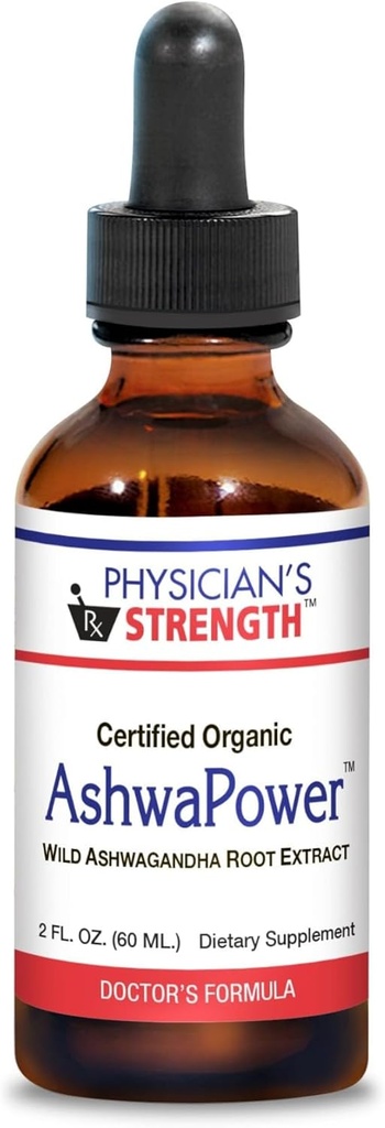 Siła lekarza AshwaPower - 2 fl oz - Dziki Ashwagandha Root Extract - Wsparcie ogólnego zdrowia i energii - 86 Służenia