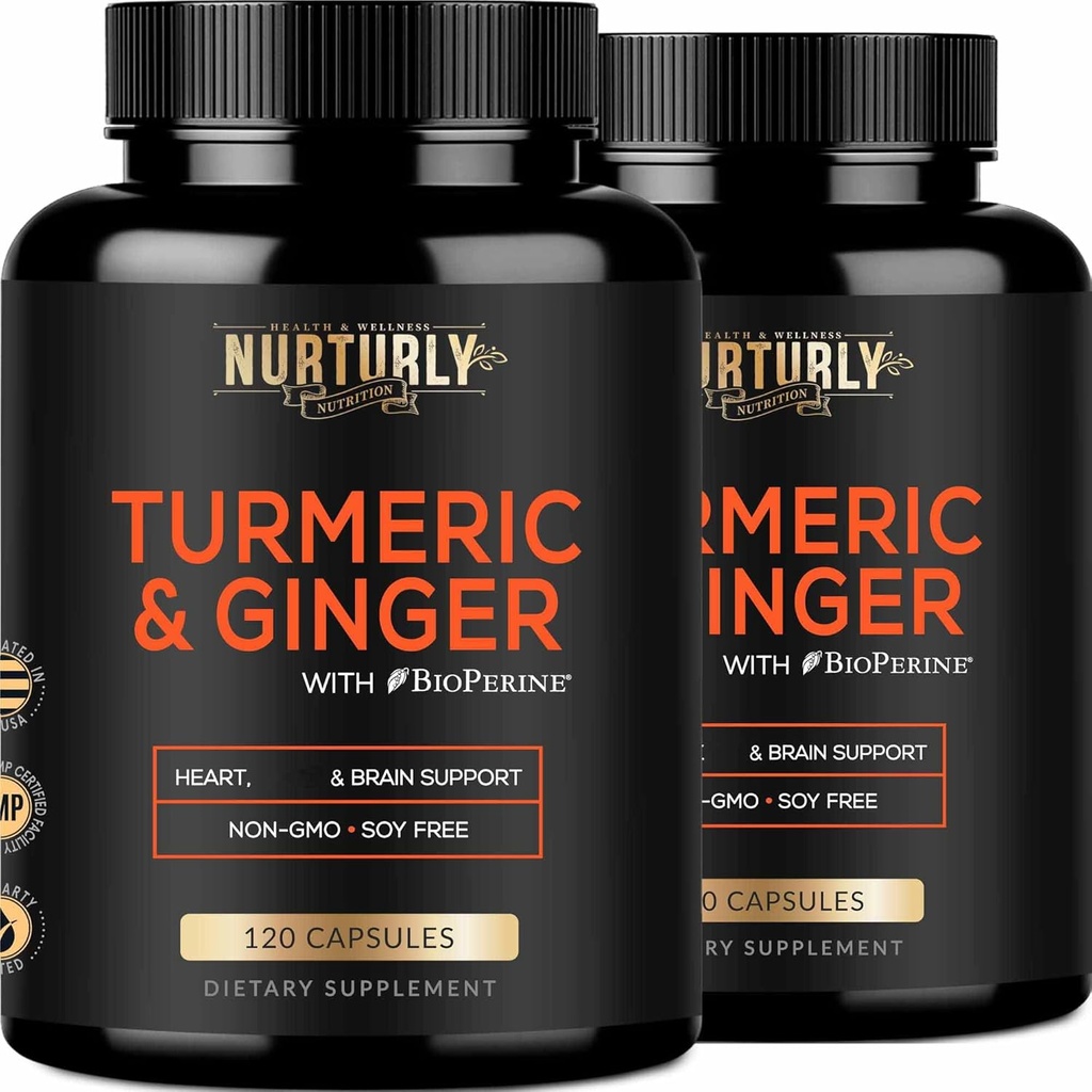 Kurkumina kurkumina z BioPerine & Ginger, Pieprz czarny i 95% Kurkuminoidy - Wysoka Absorpcja Kurkumina Suplementy dla Hearth- Non-GMO, Gluten Free - 240 Kapsułki