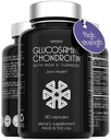Glukozamina Chondroitin MSM z kurkumą - suplement o dużej mocy do wspólnego wsparcia dla dorosłych mężczyzn i kobiet - 90 kapsułek - 1500mg glukozaminy siarczan na serw