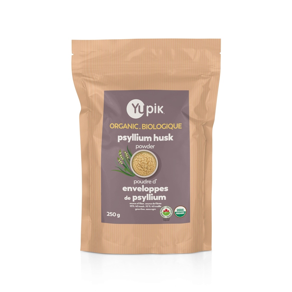 Yupik Organic Pyllium Husk Powder 8.8oz, 95% Czystość, Fiber rozpuszczalny, USDA Certified, Non-GMO, Wegan, Gluten- Free, Unflavared, Plant- Based, Gruba roztoczony Husk do pieczenia i żywienia zdrowia