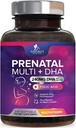 Witaminy prenatalne z kwasem foliowym & DHA, Wsparcie rozwoju mózgu płodu z folianem & Omega 3, Multiwitamina prenatalna dla kobiet, Witamina A, C, D, B6, B12 & Żelazo, Suplement do Ciąża - 240 Softgels