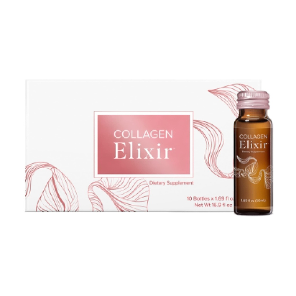 Isagenix Collagen Elixir - Napoje z marine Collagen Peptydes - Wspieranie młodzieńczego wyglądu z witaminą C, cynku i biotyny - 50 ml