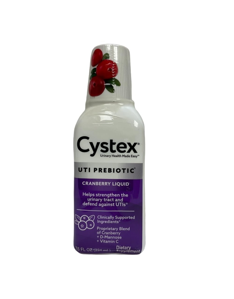 Cystex UTI Prebiotic Cranberry Liquid, Urynary Tract Support with D- Mannose, Witamina C, Bromelain, 7.6 FL OZ (opakowanie po 6)