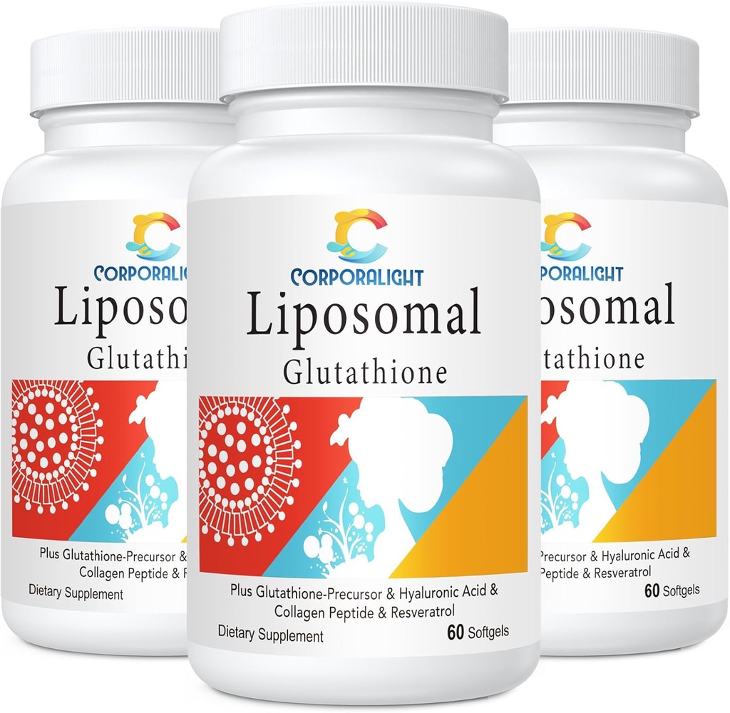 Liposomal Glutathione Softgels, Zwiększona absorpcja - Liposomal Delivery, Aktywna postać L- Glutathione, Komórkowe, Immune Function & Liver Detox, Bogaty w formuła przeciwutleniacza, Gluten Free, 180 Softgels