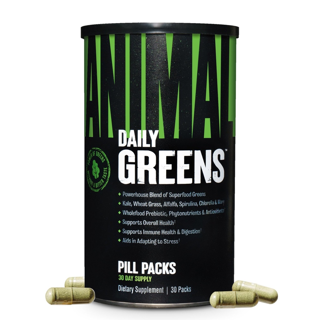 Daily Animal Greens Pill Packs - Kale, Trawa pszenna, Alfalfa & More - Wygodne Prebiotyczne i Probiotyczne Superfood Mieszanka dla Superior Trawienie, Gut Health i Immunitet dla mężczyzn i kobiet - 30 Day Supply