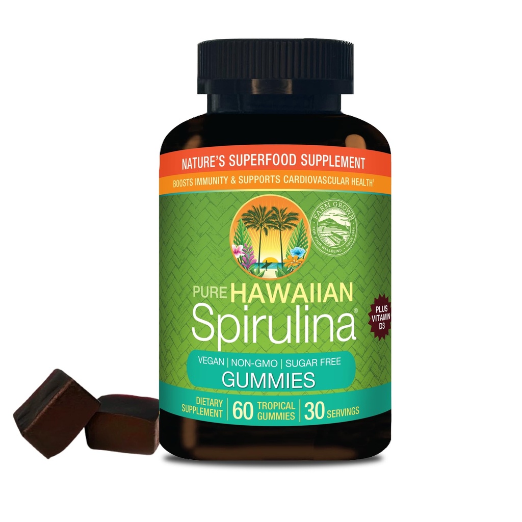 Nutrex Hawaje Spirulina 124; dorosły na zewnątrz w Kona Hawaje 124; Natural Superfood Supplement (60 Count, Gummy)