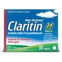 Claritin 24 HR Non Drowsy Alergy Medicine, Lorbolimus antihistamine tabletki, 10 Ct
