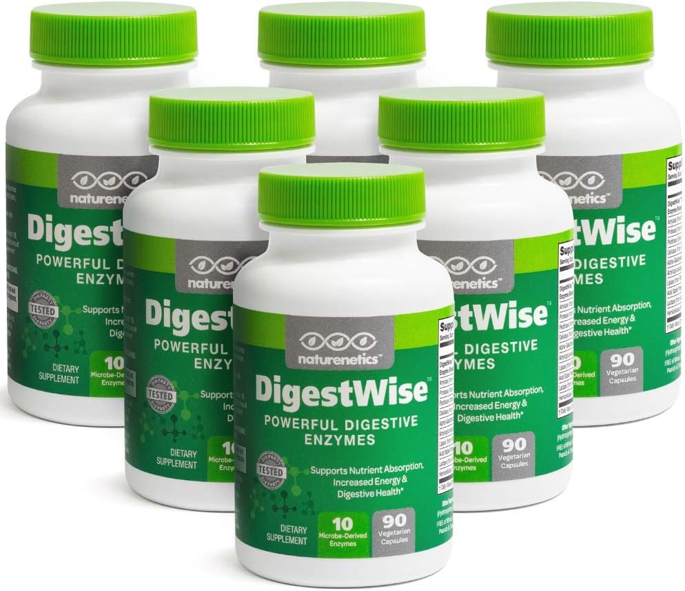 DigestWise Digestive Enzymes - 10 potężnych wegańskich Enzymów do wspierania trawienia, gazu, Bloating & Convestives Relief - Keto Friendly - Lab Tested - 90 Kapsułki (6)