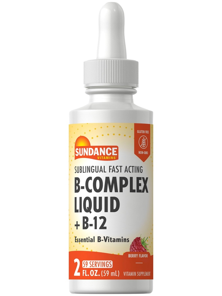 Sundance Sub lingual Witamina B Complex Agregates 124; 2 Fluid Ounces Agregates 124; with B- 12 Agregates 124; Berry Flavor Agregat 124; Vegetarian, Non-GMO, and gluten Free Supplement