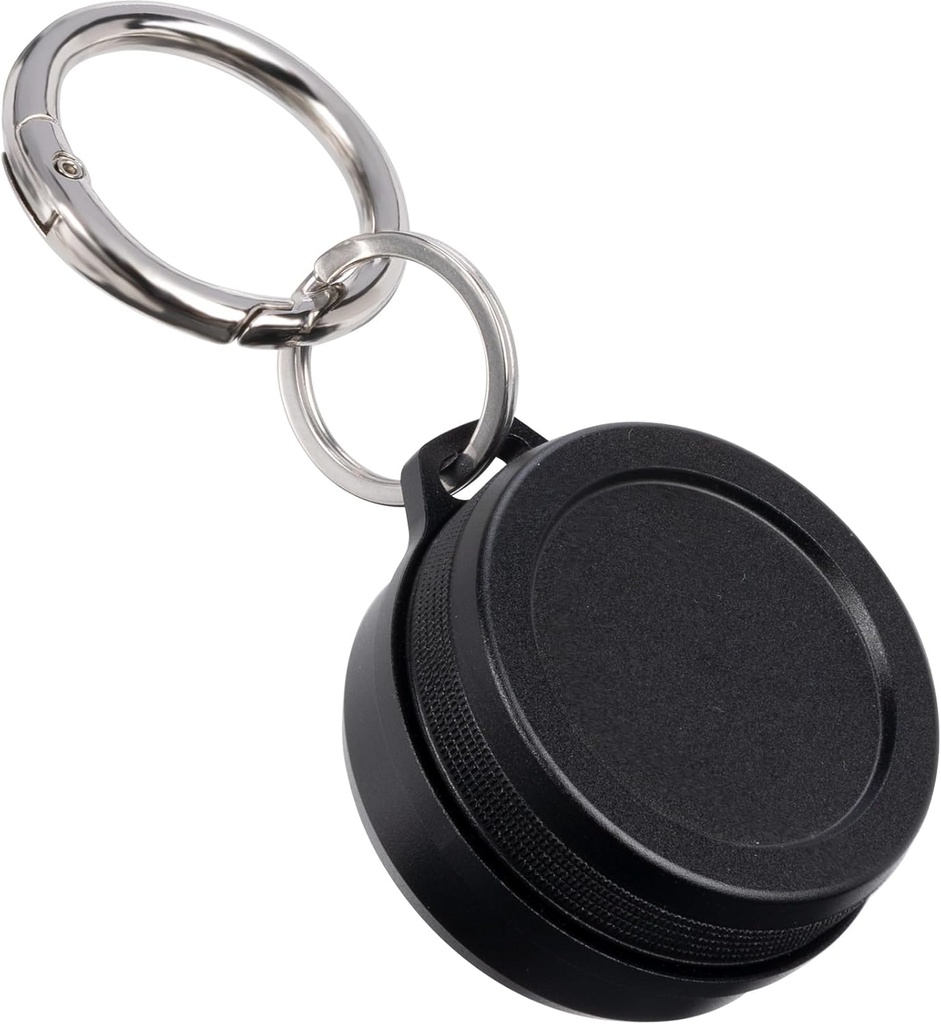 Metal Cariling Case - Przenośne codziennie Travel Keychain Pill Holder wodoodporny, Mały pojemnik na zatyczki do uszu, Pigułki, Monety kompatybilne z pętlą, Eargasm & Vibes, Compact Mini Purse Pill Case Box (czarny)
