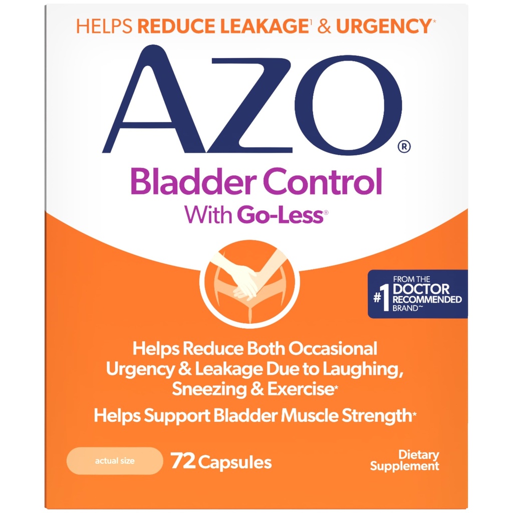 AZO Bledder Control z Go- Less Daily Supplement España 124; Pomaga zmniejszyć sporadycznie Pilny, wyciek z powodu śmiechu, kichania i ćwiczeń fizycznych † † † † 124; 72 Kapsułki