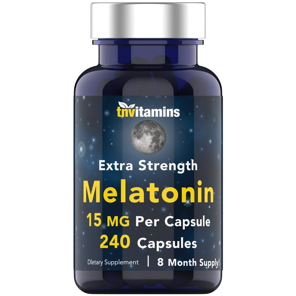 Tnwitaminy Melatonina 15 MG Per kapsułki (240 kapsułek) 124; All- Naturalne leki nasenne dla dorosłych 124; Dodatkowa siła Melatonina 124; Nocna pomoc usypiająca 124; Naturalny suplement wsparcia snu