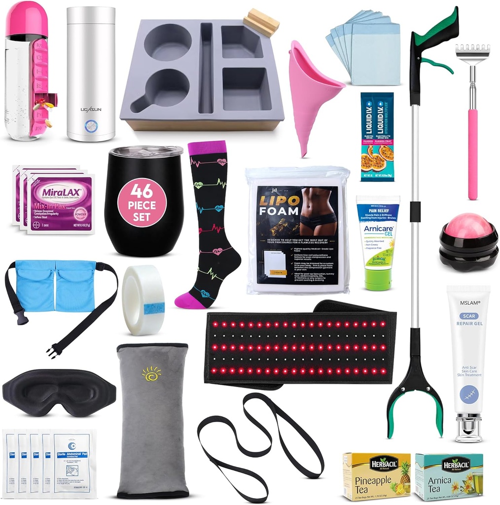 Ultimate Tummy Tuck Recovery Kit ze Scar Care Red Light Therapy Wrap - Premium Post- Op Dostawy i musi mieć Essentials dla mamusi Makeover 124; Abdominoplasty