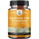 Pure Quercetin with Bromelain Supplement for Immune Aid - High Potent Quercetin 500mg Kapsułki z Bromelain for Immotive Supplement & Breathing - Nutritional Research Supplement - 90 Ct