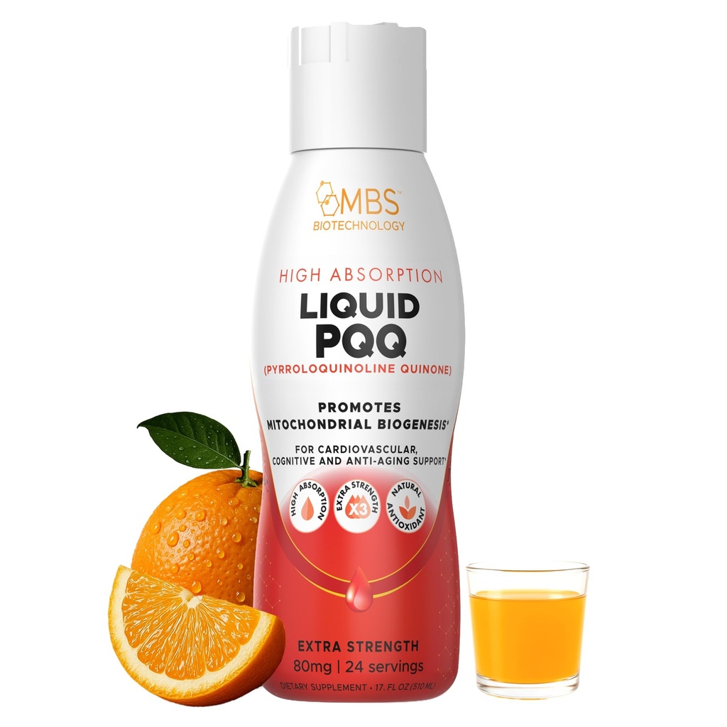 17oz 80mg Liquid PQQ Superior Highly Absorbable Pyrrolochinolina Quinone for Mitochondria Energy and Antioksydants. 24 Sługi. Wspiera zdrowie serca i funkcje poznawcze.