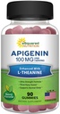 Apigenin 100mg z gumkami L- Theanine 100mg - Suplement Apigenin do snu - Naturalny ekstrakt Gummy Alternatywa na kapsułki, Tabletki, Proszek i herbata - 2 Na Podawanie