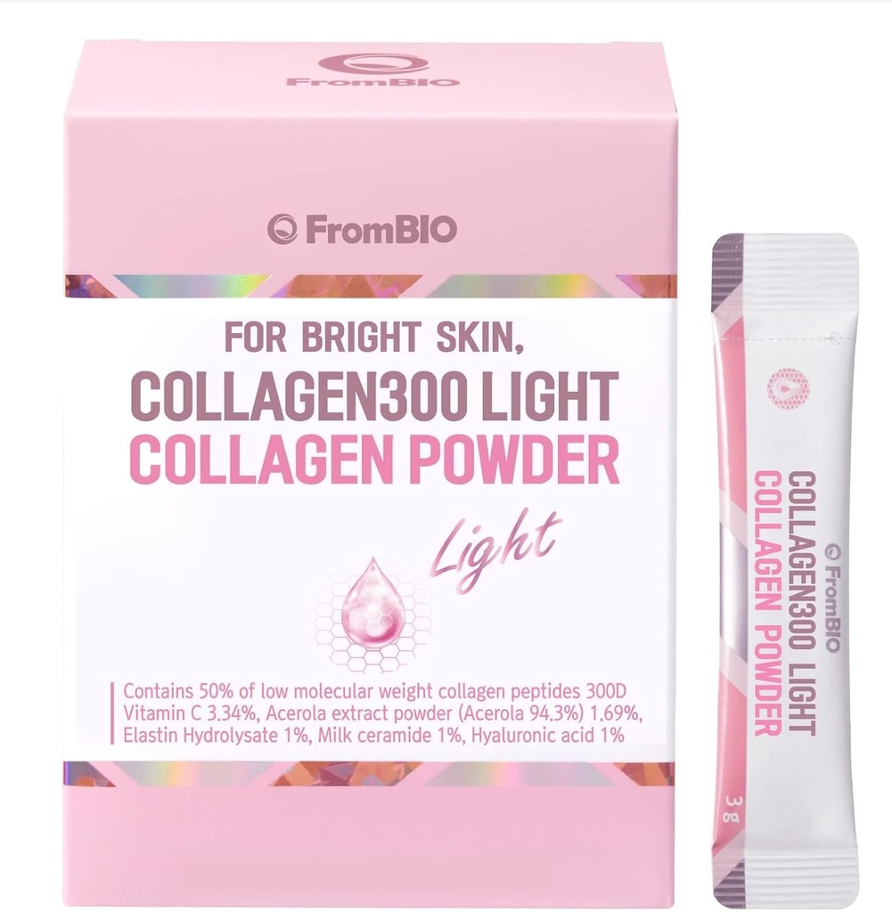 dla Bright Skin, Collagen 300 Lekkie, Niskie masy cząsteczkowej Kolagen ryb Peptydy 300D 1.500mg (28 opakowań)