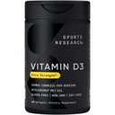 Sport Research ® Witamina D3 w / Olej kokosowy MCT - Wysoka moc Witamina D3 5000iu (125mcg) Suplement do wsparcia immunologicznego i kości - Olej nasienny wolny - Non-GMO - Gluten wolny (360 Płynne Softgels)