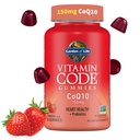 Ogród Życia Kod witaminy CoQ10 Gummies 150 mg, Koenzym Q10 dla zdrowia serca, Produkcja energii & Zdrowe Starzenie + Prebiotyki i Probiotyki dla trawienia, Non-GMO, Gluten- Free, 60 Gummies truskawkowe