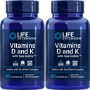 Life Extension Vitamins D and K with Sea-Iodine, 90 Caps (Pack of 2)