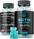 Biotin & Collagen Peptydes Gummies - 50,000mcg Collagen + 10,000mcg Biotin 124; Włosy, skóra i paznokcie Wsparcie dla mężczyzn i kobiet 124; Wzrost włosów, Świecąca skóra i silne paznokcie 124; Non-GMO, Chewable, Greate- Tasting