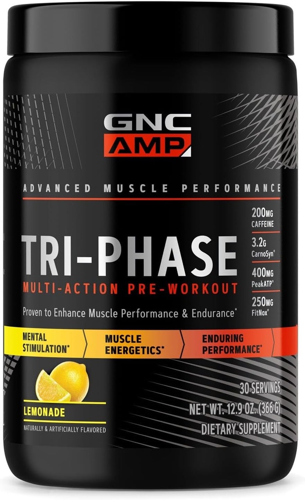 GNC AMP Tri- Faza wielofazowe przygotowanie - Lemoniada (30 Sług)