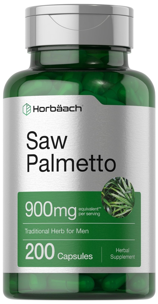 Ekstrakt Horbaach Saw Palmetto 124; 900mg 124; 200 Kapsułek 124; Non- GMO i Gluten Free Formuła 124; Tradycyjny suplement ziołowy Equipment 124; z Saw Palmetto Berries