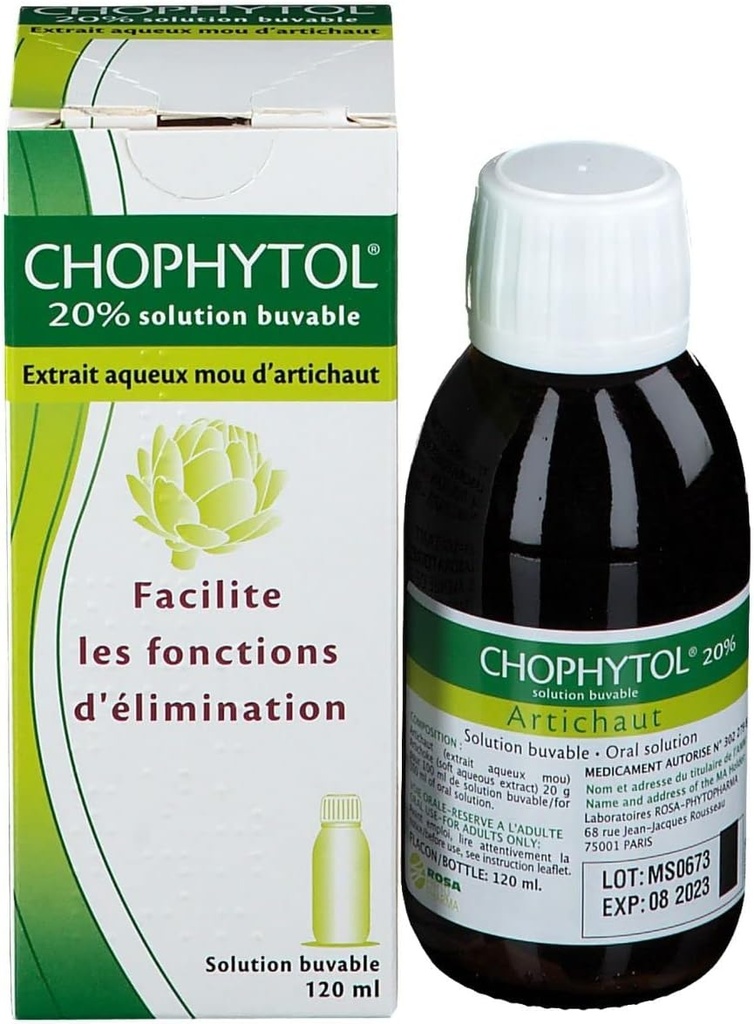 Chophytol 20% - Roztwór do picia (z karczochem) - do promowania czynności wątroby i nerek - 120ml Butelka